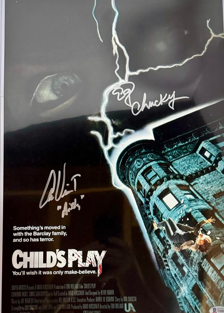 Ed Gale & Alex Vincent Signed 11x17 Poster (Child's Play) w/Inscription - BAS COA